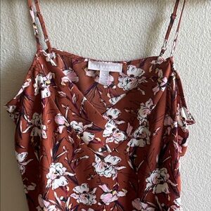 Chelsea28 Floral Camisole - Brown and White